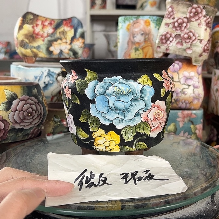 满38包邮 景德镇幸运花盆