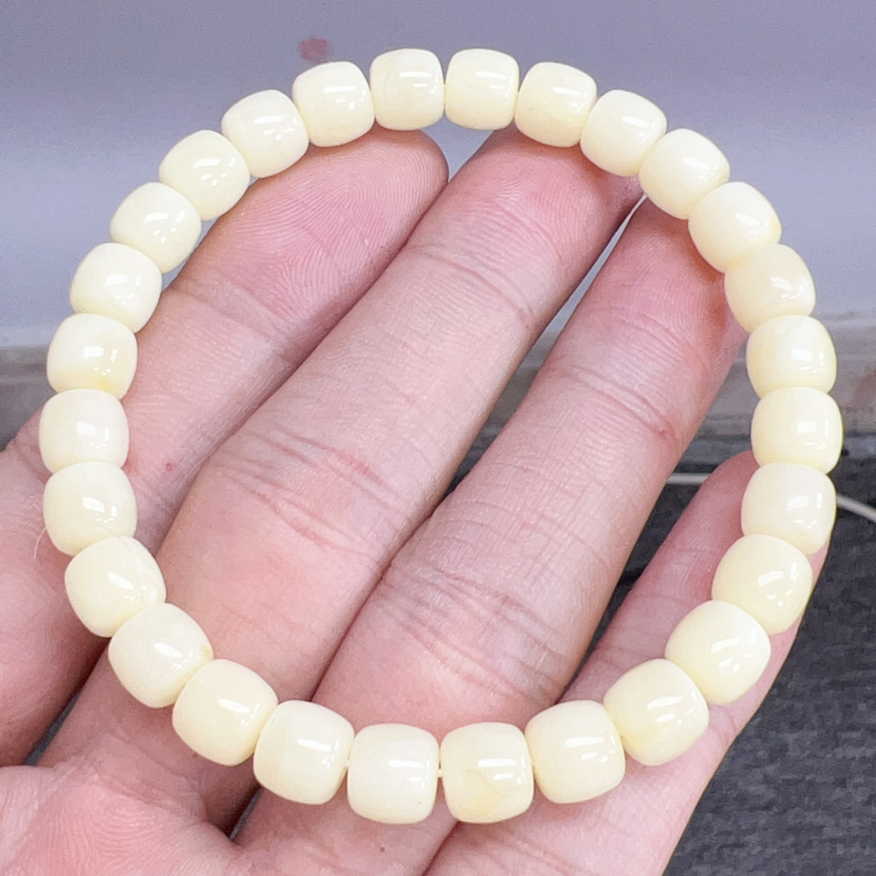 满密浓白蜡精工蜜蜡高桩老型7.5mm（1427号）