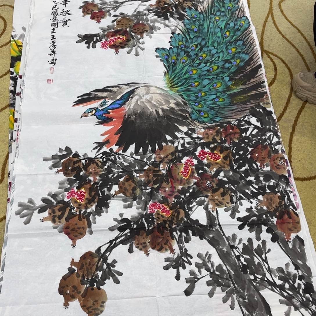 国画王孝华六尺花鸟童