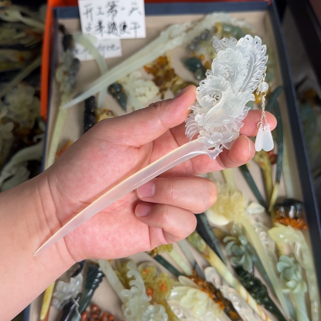 岫玉发饰未镶嵌明君玉簪就是好看