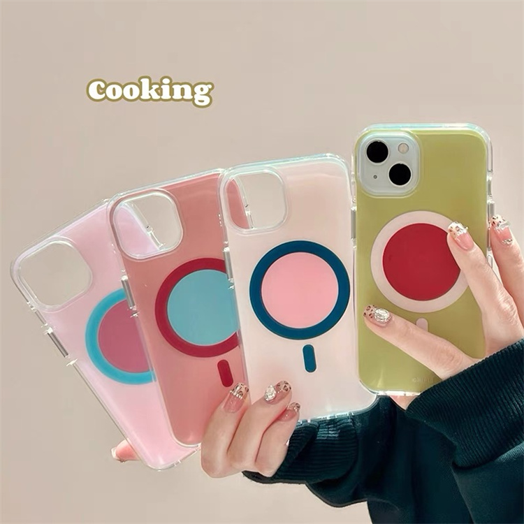 ins韩风个性撞色磨砂磁吸适用iPhone16pro手机壳15promax情侣14新