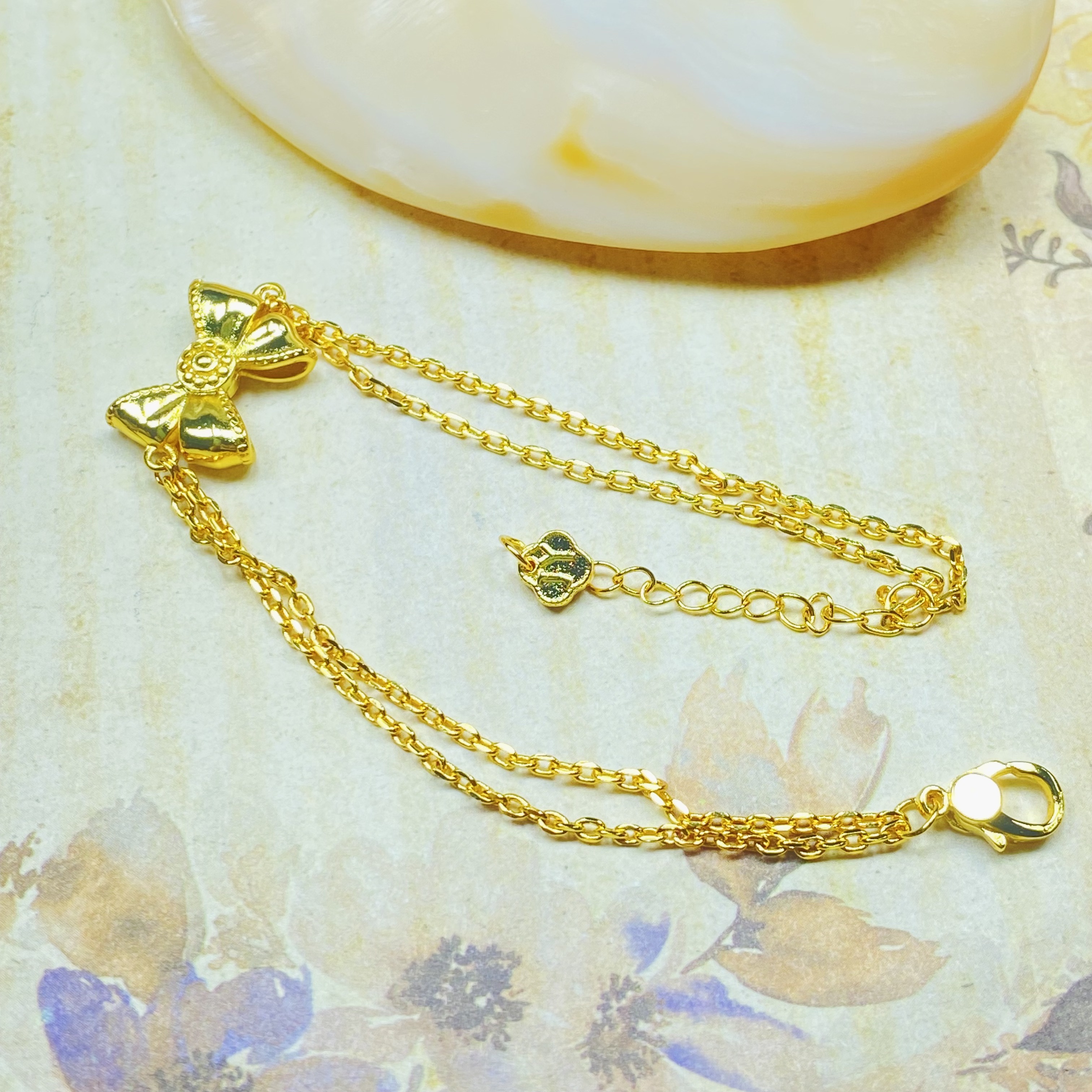 手链 D0314黄色蝴蝶结双层手链多样性发货48010