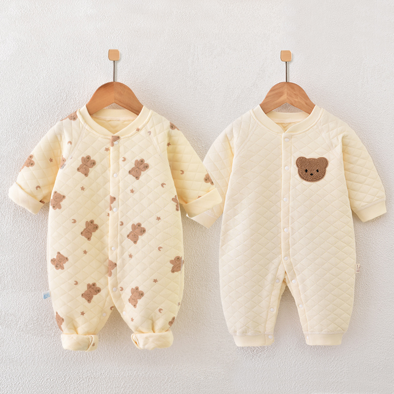 【买一送一】婴儿连体衣纯棉长袖保暖款春秋季哈衣新生儿爬服
