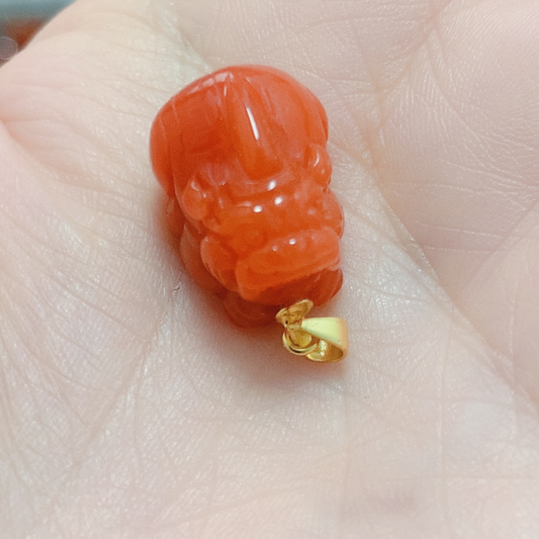 南红玛瑙银S925镶嵌吊坠(不含链)