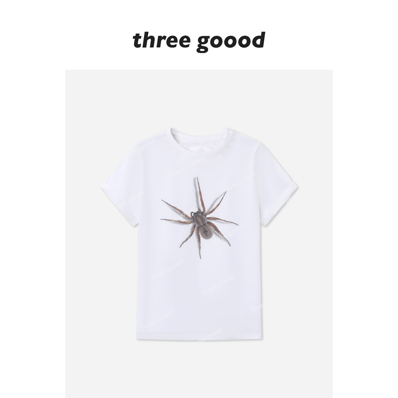 THREE GOOOD/三吉 3D时尚印花蜘蛛T恤女短袖内搭Y725Y21335