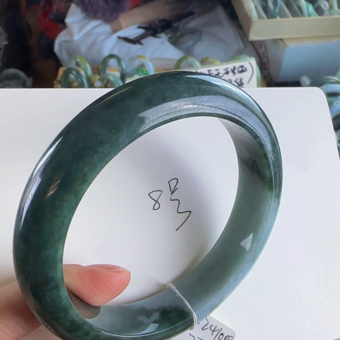 翡翠手镯未镶嵌老坑62.2圈老蓝水