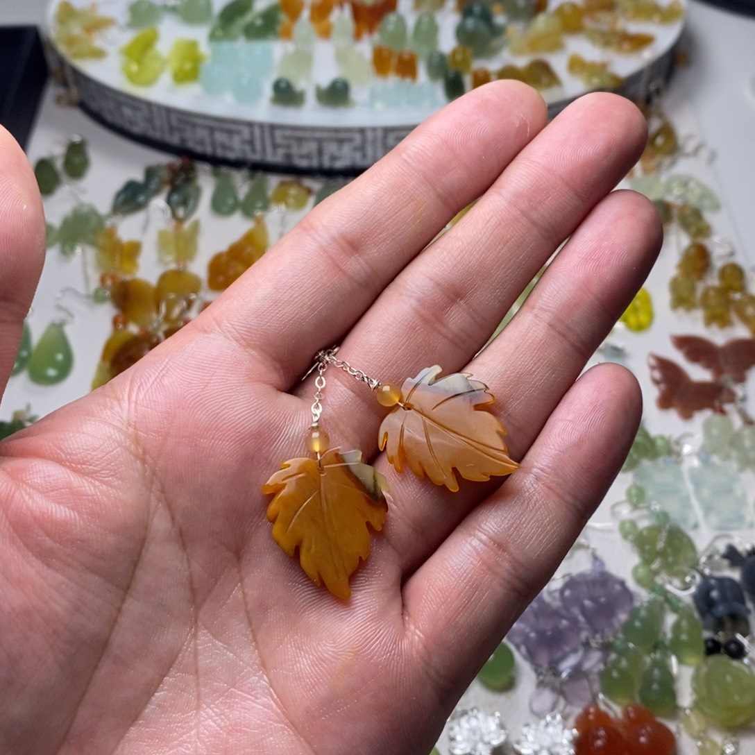 山***事蛇纹石玉合金耳饰/颈饰