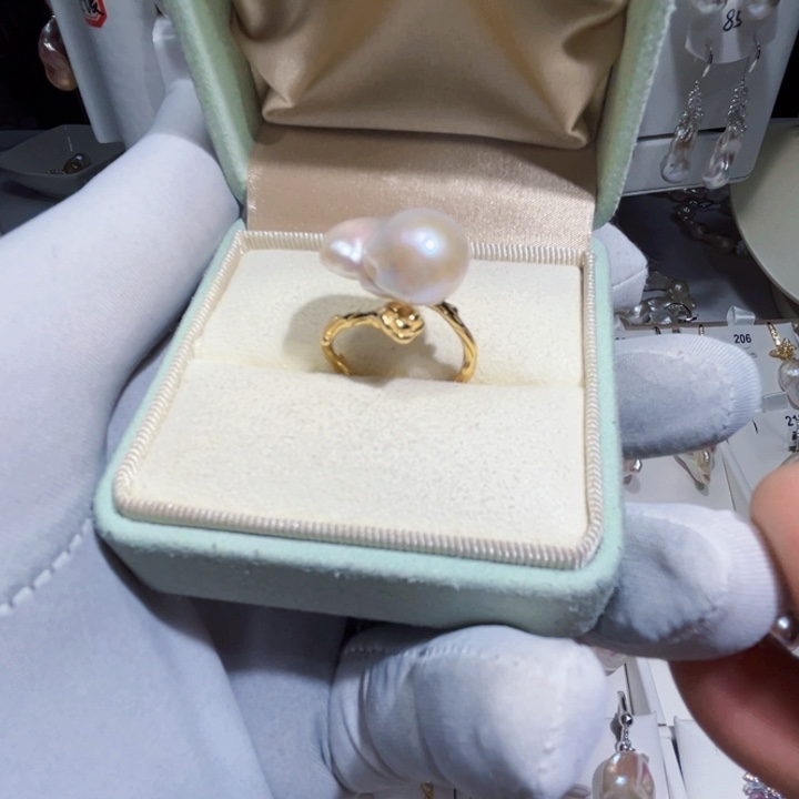 淡水珍珠戒指银S925镶嵌南*晓