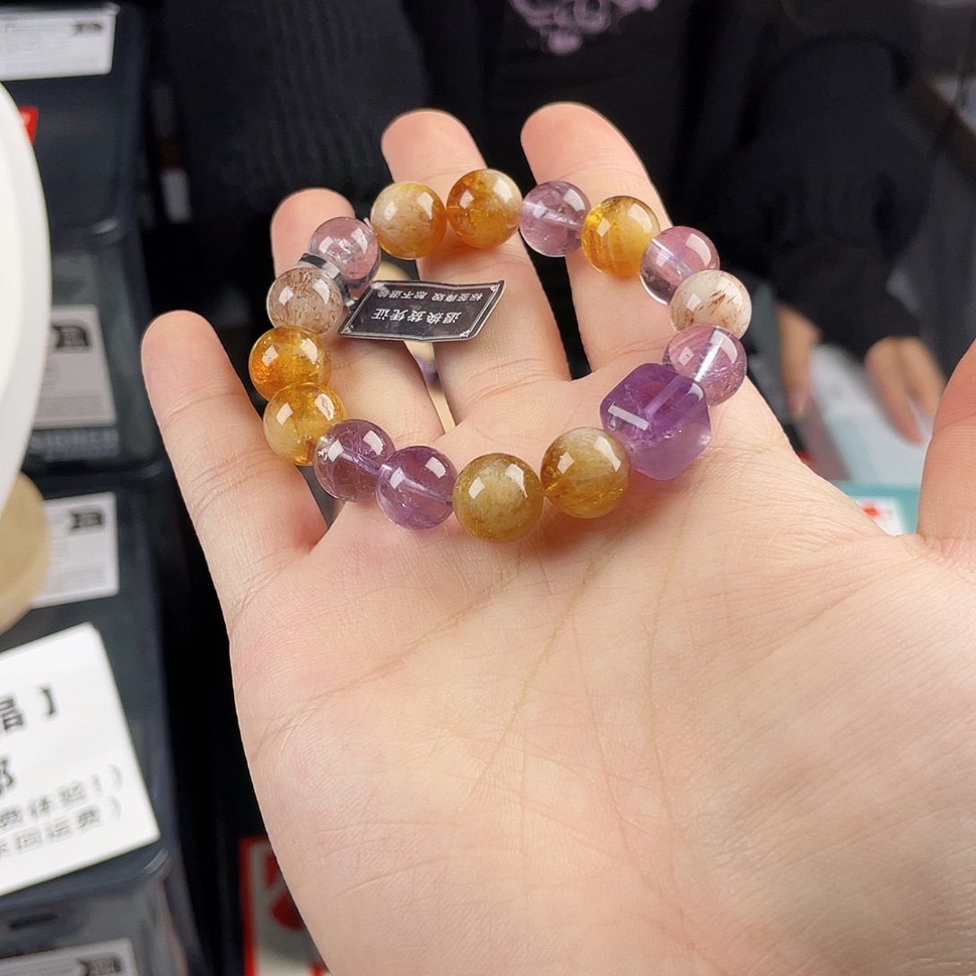 银S925镀金镶嵌手串水晶