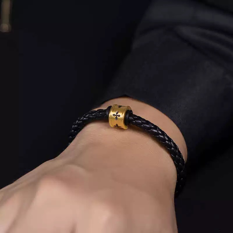 XM黄金转运珠信念复古黑金男生女生路路通孔金珠散珠串珠手链