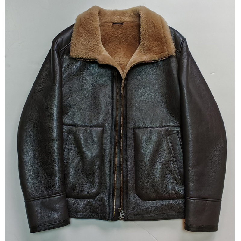 男加厚保暖皮衣纯皮羊皮毛一体立翻领冬季外套