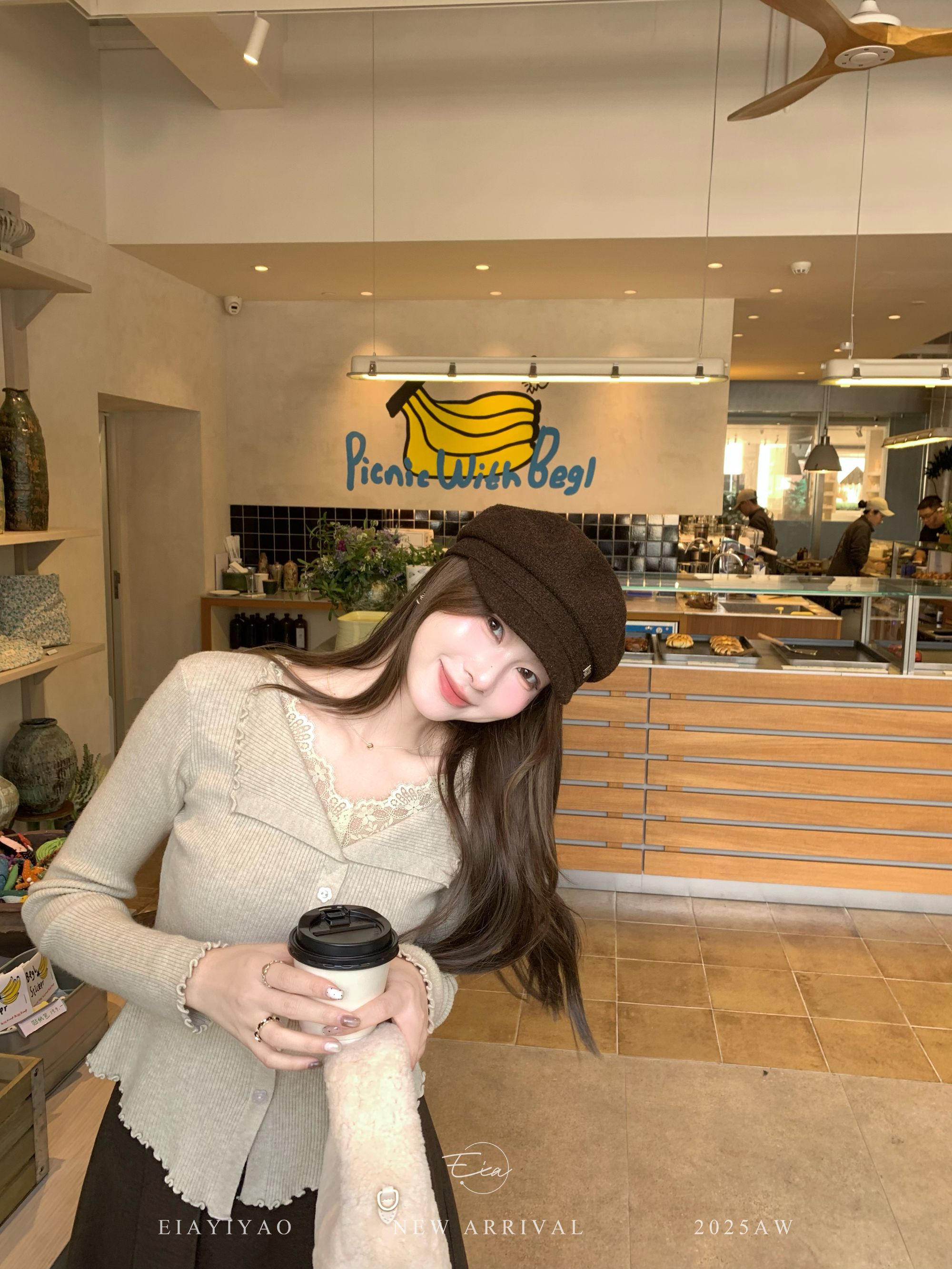 EIA一尧【恋爱心结】气质miu系蕾丝假两件上衣女显瘦韩系设计毛织冬