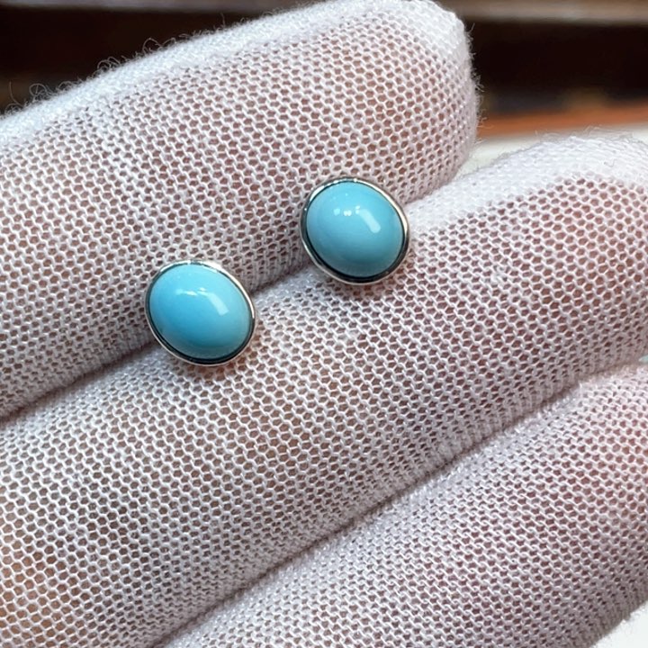 绿松石耳饰银S925镶嵌