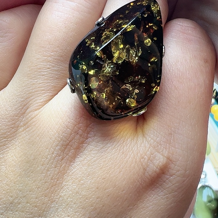 未镶嵌项链琥珀戒指