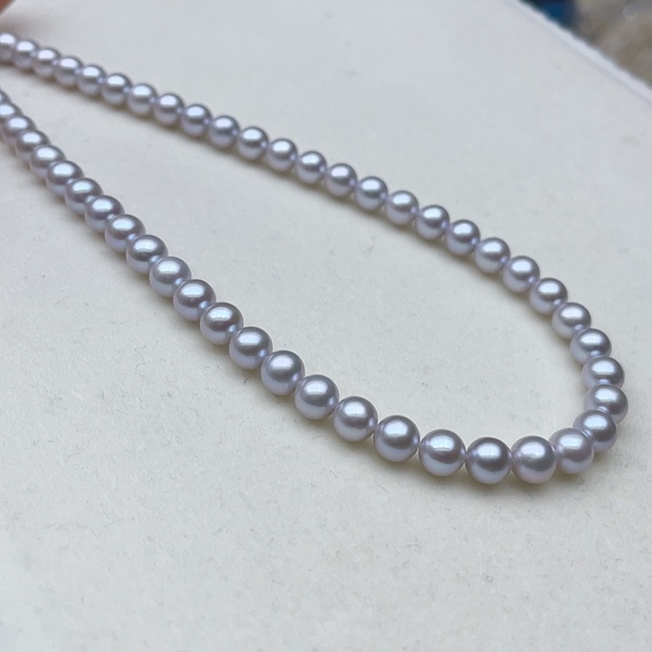 淡水珍珠颈饰银S925镶嵌6极光炫蓝高品