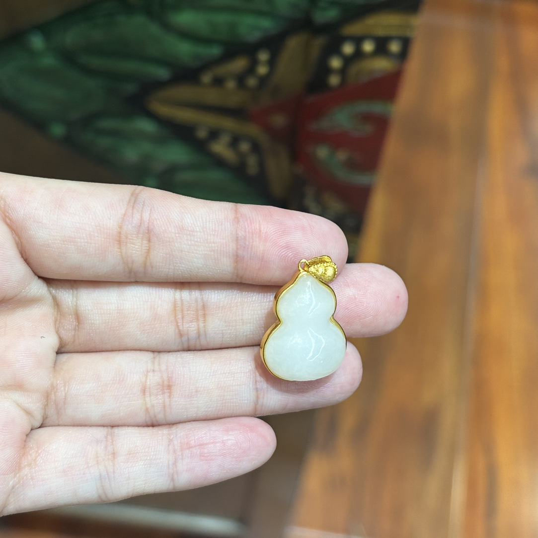 112903wm和田玉s925银镶葫芦吊坠挂件约21.7*11.7多样性发其一