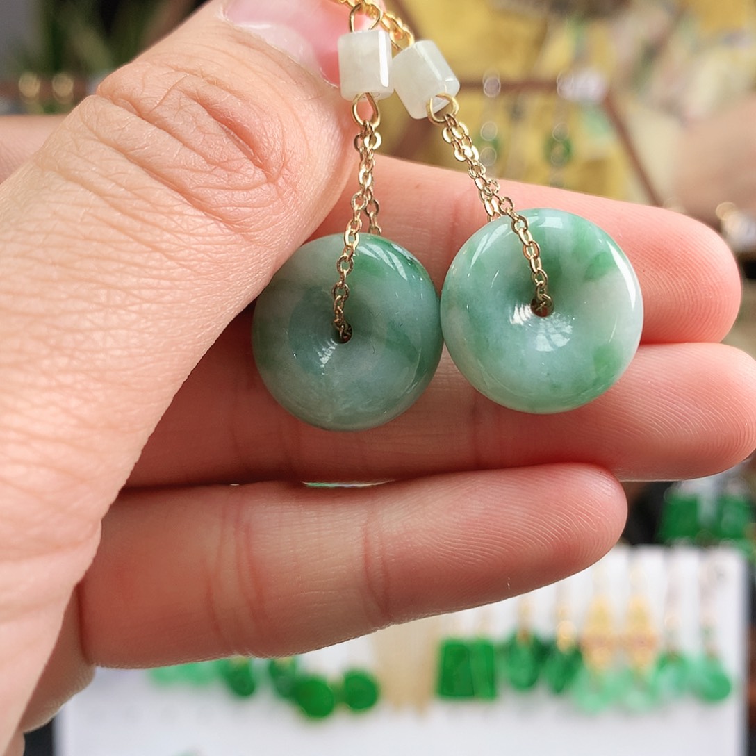 翡翠耳饰银S925镶嵌耳饰