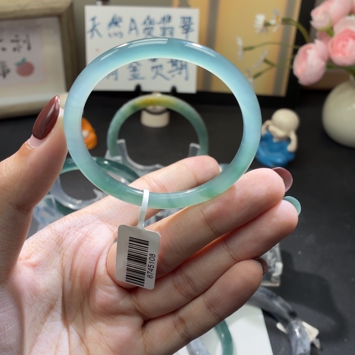 翡翠未镶嵌手镯飘花冰条53