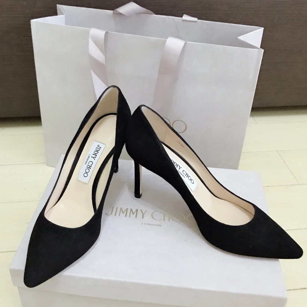 99新 JIMMY CHOO/吉米周 JIMMY CHOO34.5码黑色高跟鞋25110091-08