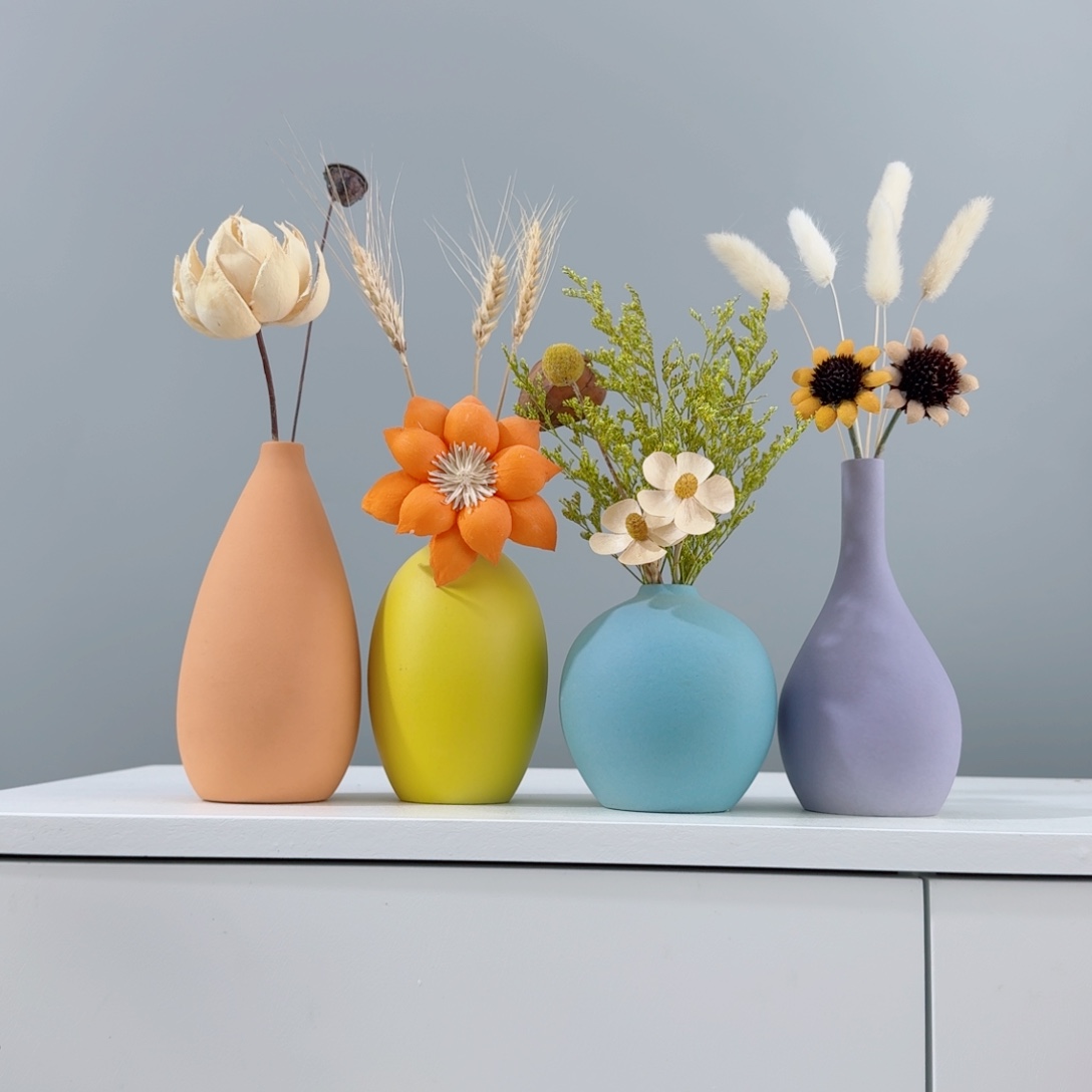 摆件陶瓷花瓶摆件含花总高约20-30cm