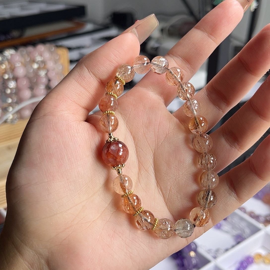 水晶手串未镶嵌-****ᐝ黑晶超七8mm