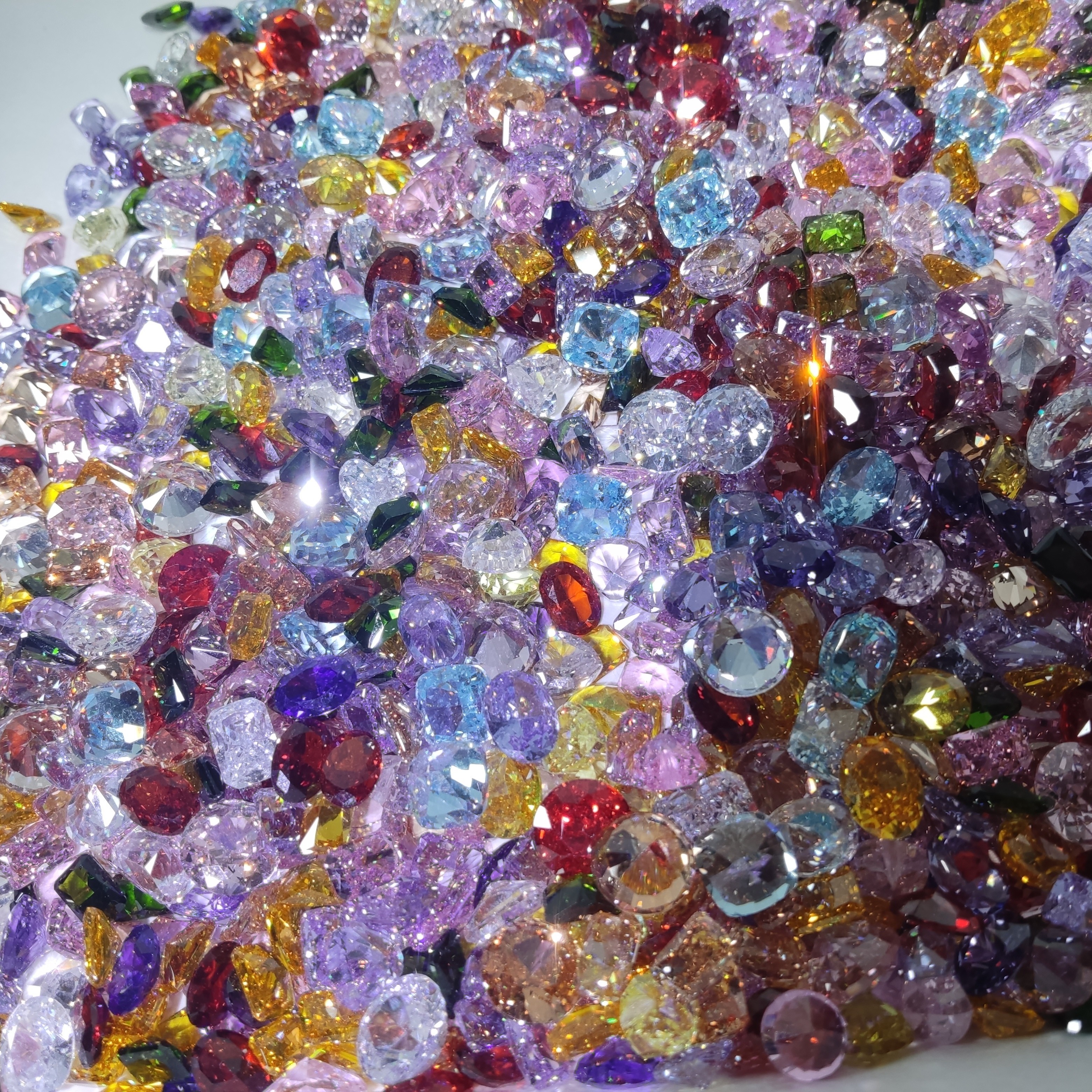 小号轻奢高碳冰花切精品火花锆石手工DIY美甲饰品彩色混款奢华