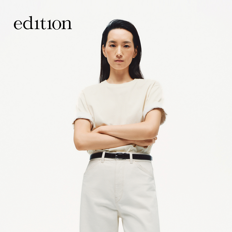 【商场同款】edition2025冬季新款假两件短袖棉感T恤#EBE4TEE005