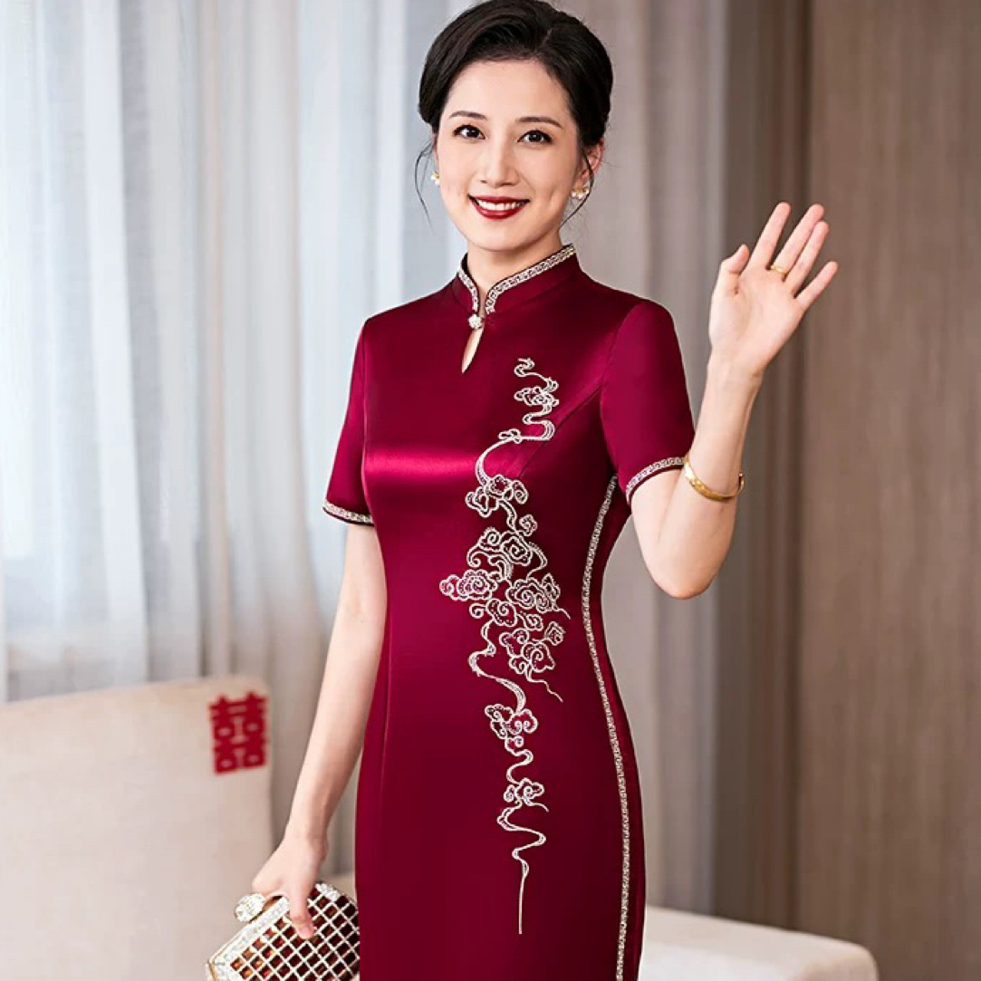 （祥云添瑞）小个子高端醋酸婚宴妈妈婆婆敬酒优雅气质上档次旗袍