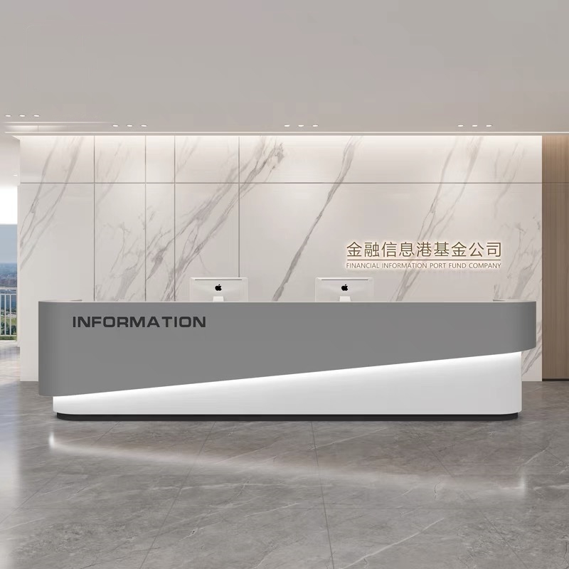 简约现代公司前台接待台酒店商场服务台现货收银台烤漆美容院吧台