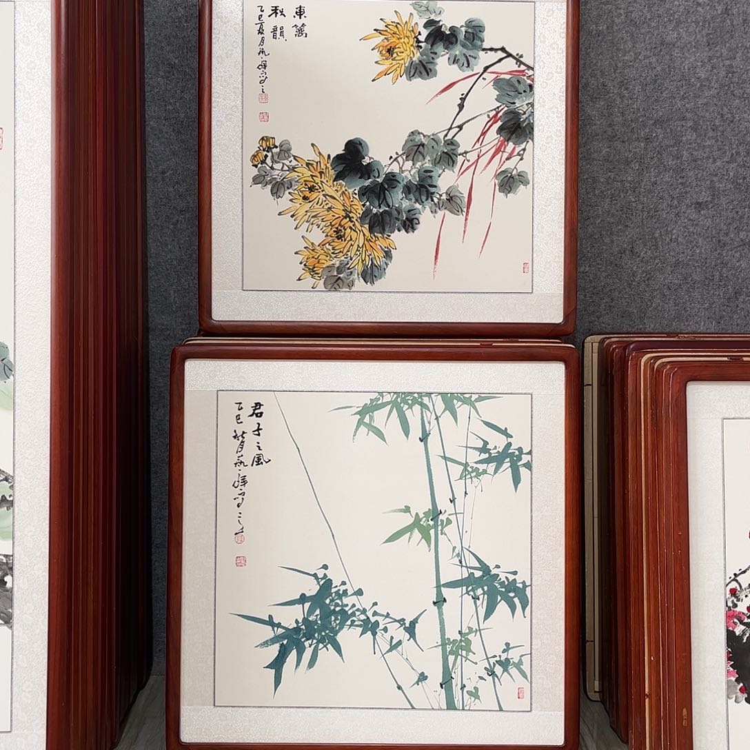 国画书画作品带框63×63