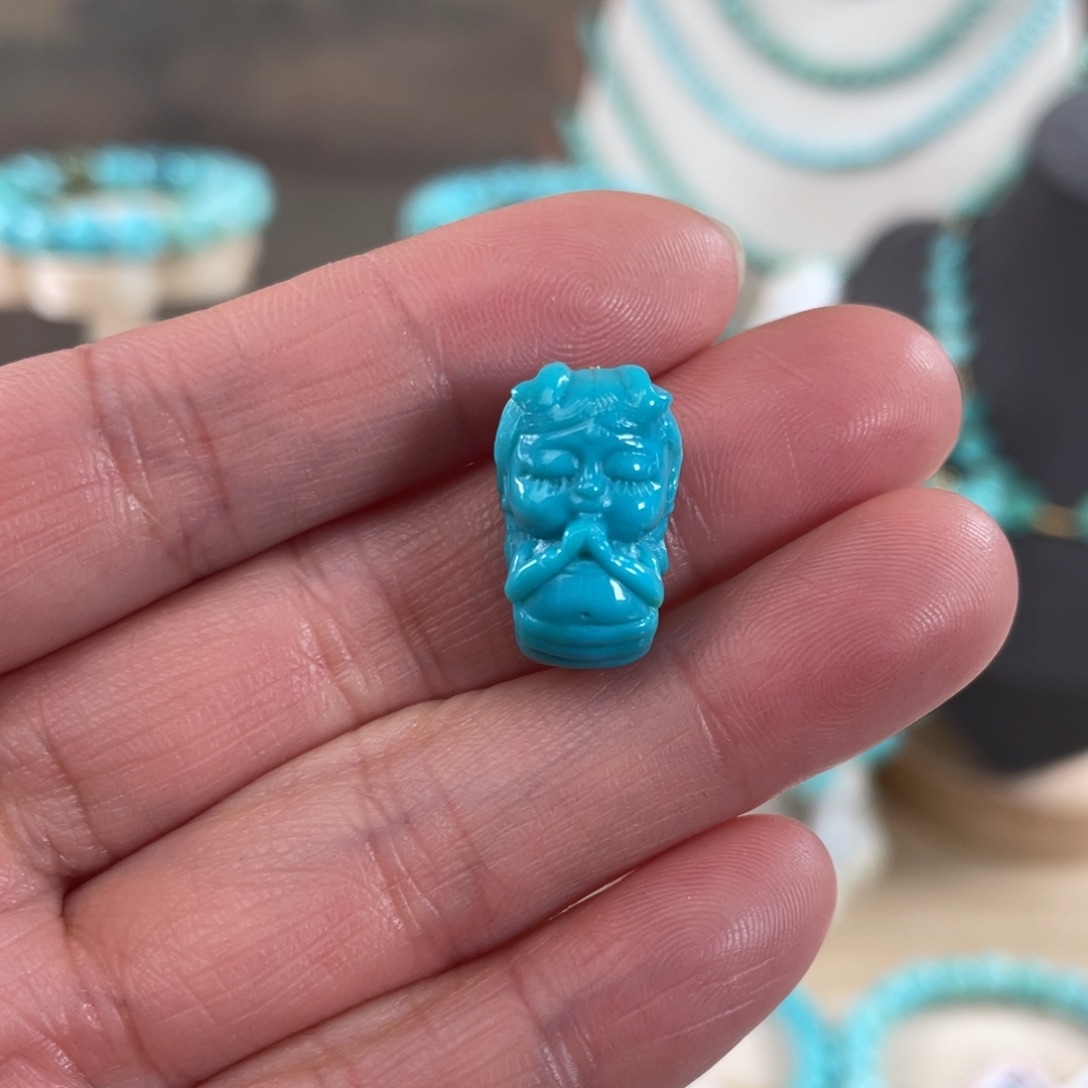 绿松石未镶嵌套链11*17玉化蓝小龙女