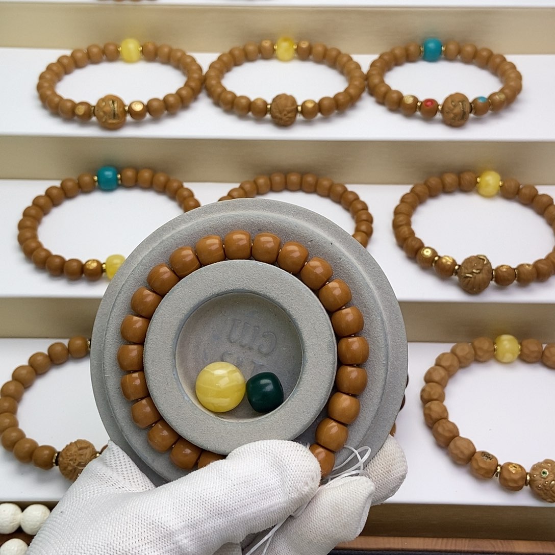 猴头核桃手串?*猴头核桃手串直切原 黄9.6