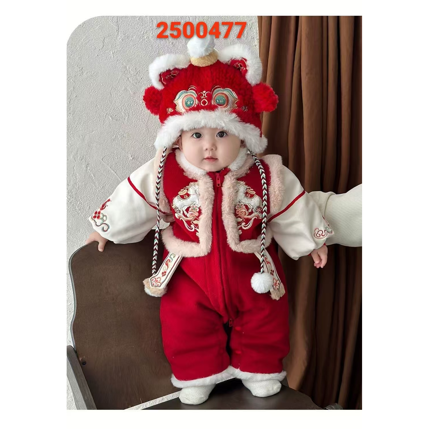 冬季新款新中式宝宝可爱小马厚棉连体哈衣爬服