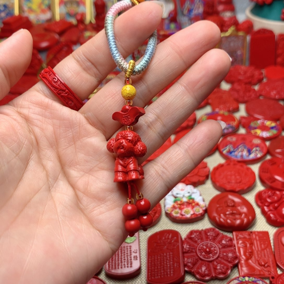 天然辰砂工艺品朱砂钥匙扣