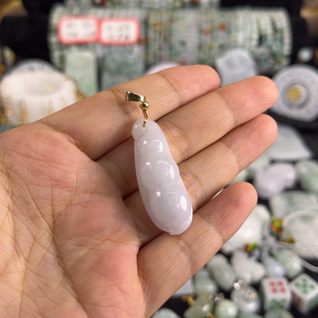 翡翠14K金镶嵌吊坠(不含链)
