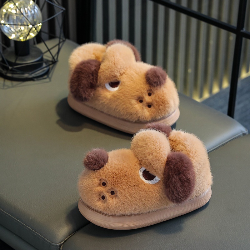 儿童棉鞋冬季小狗厚底居家室内包跟加厚防滑户外冬季新款男女童靴