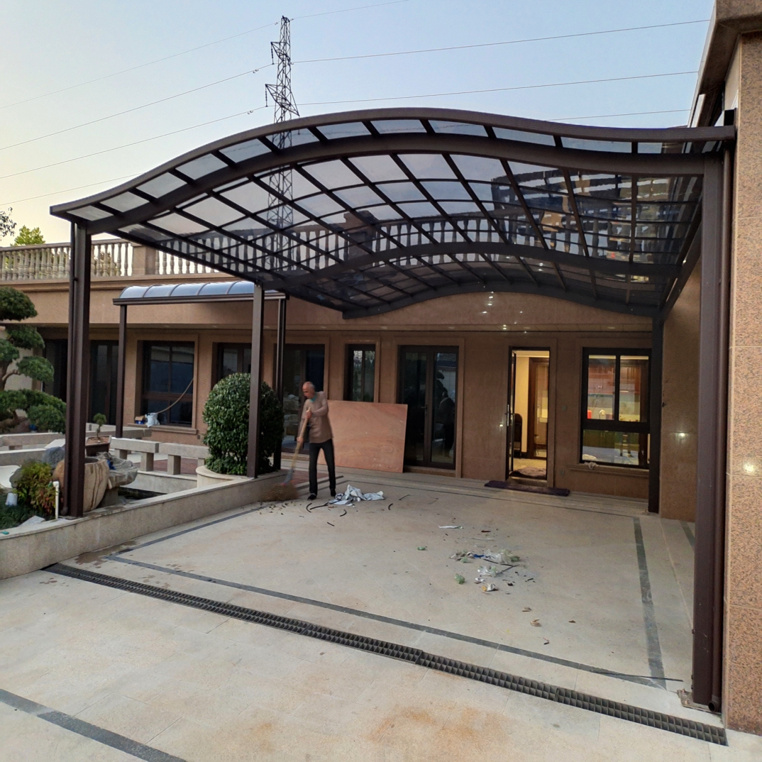 铝合金车棚合抱车篷工程施工耐力板雨棚防水遮阳防晒隔热