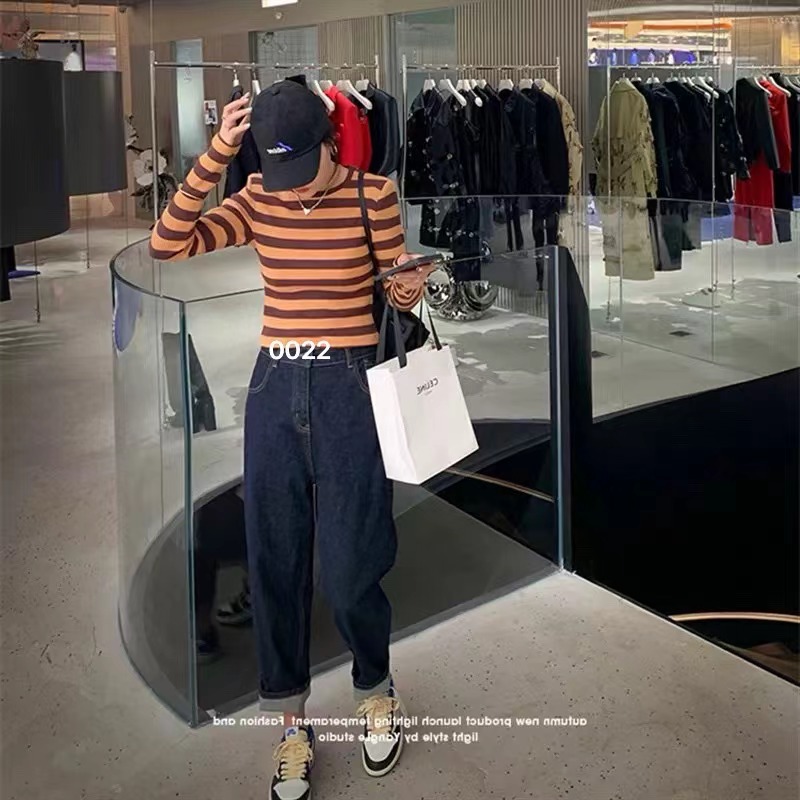 0022大爆款时尚百搭休闲镰刀牛仔裤【KUSE】显瘦宽松女装