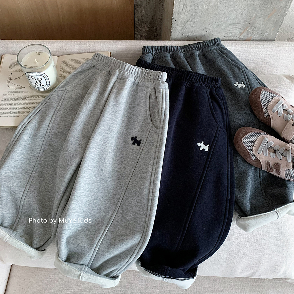 儿童冬款韩版加绒奥粒绒纯色休闲卫裤MY8350