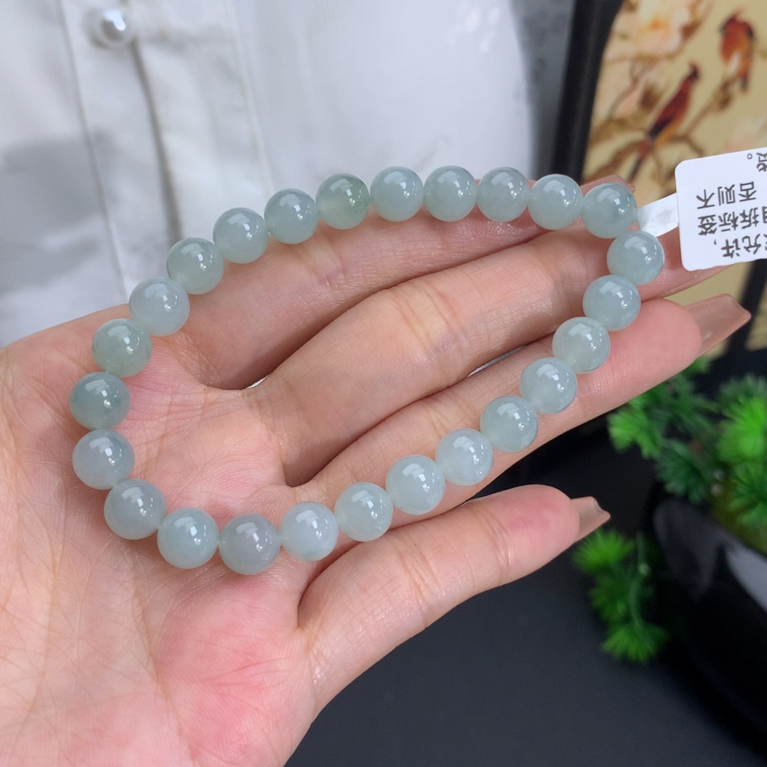 翡翠手链未镶嵌卡7.6冰胶蓝晴手串