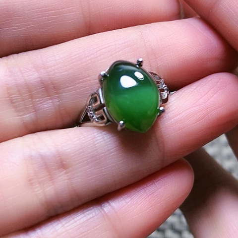 和田玉戒指银S925镶嵌