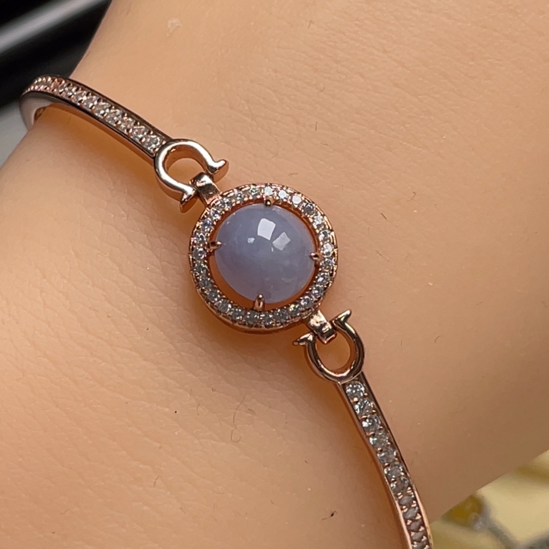 翡翠手链银S925镶嵌纯天然缅甸翡翠