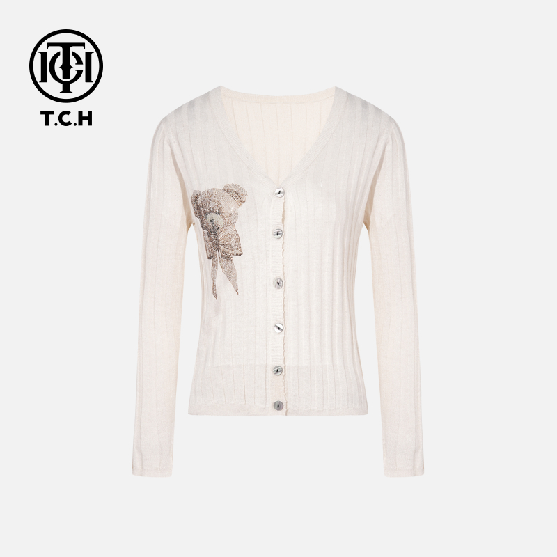 TCH私服烫钻工艺新时尚淑女百搭新潮流针织衫T75C43E1002轻奢tch