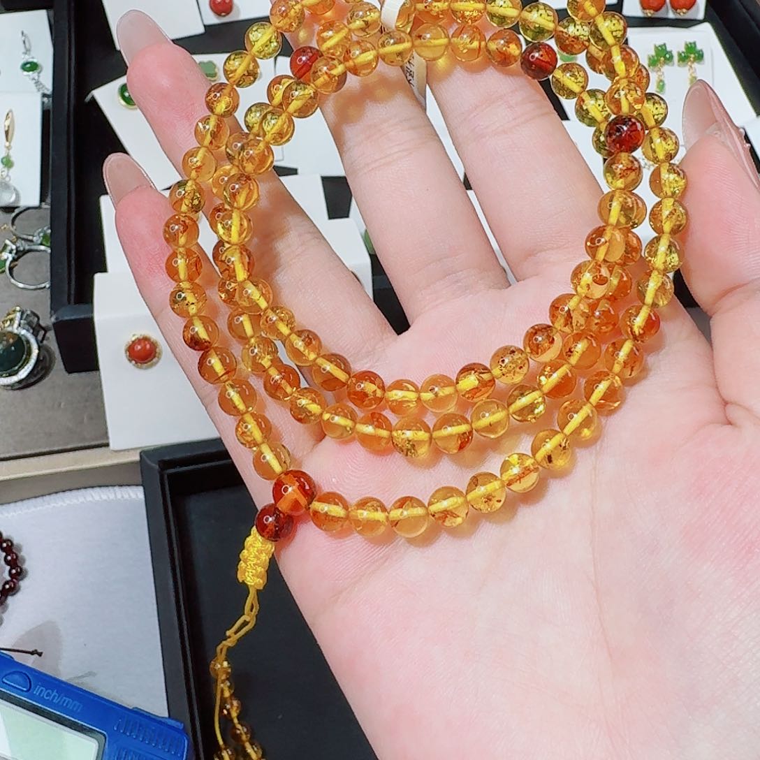 未镶嵌琥珀（花珀）手链卡6 108