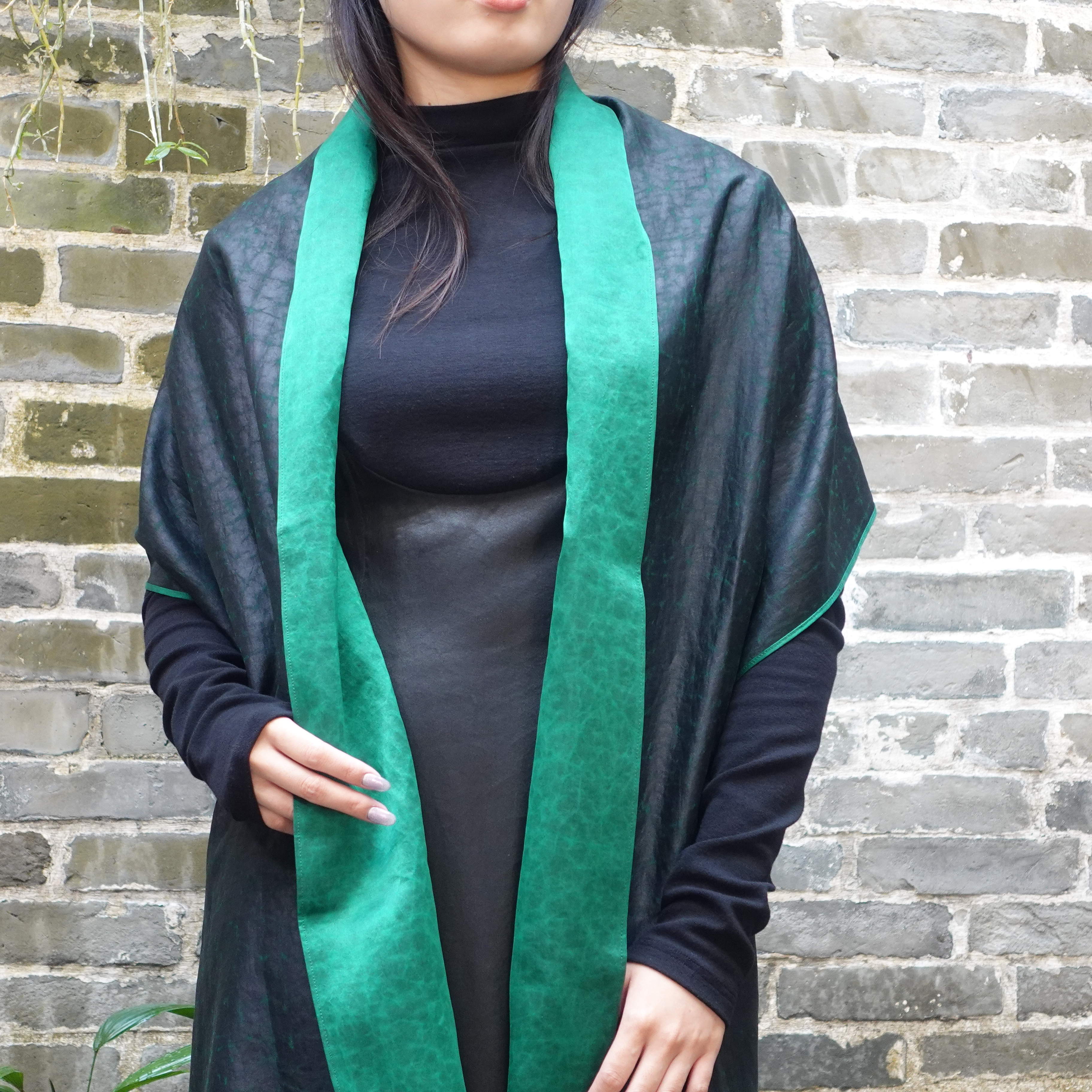 绿色素平缎长巾丝巾围巾XC24A-15L0001