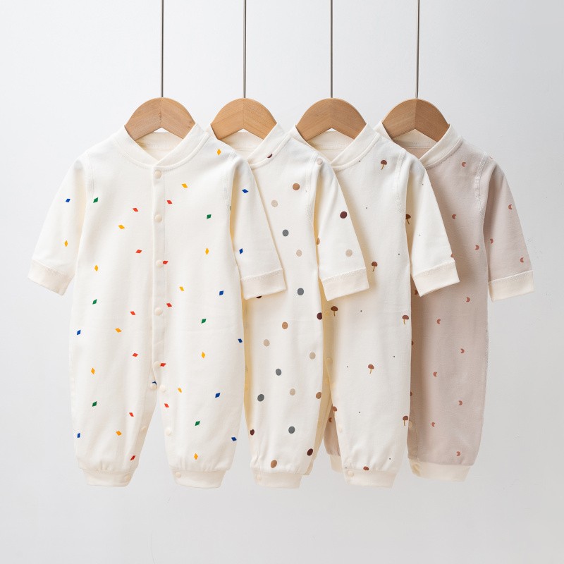 婴儿春秋纯棉连体衣男女宝宝哈衣新生儿爬服打底家居服长袖长裤冬