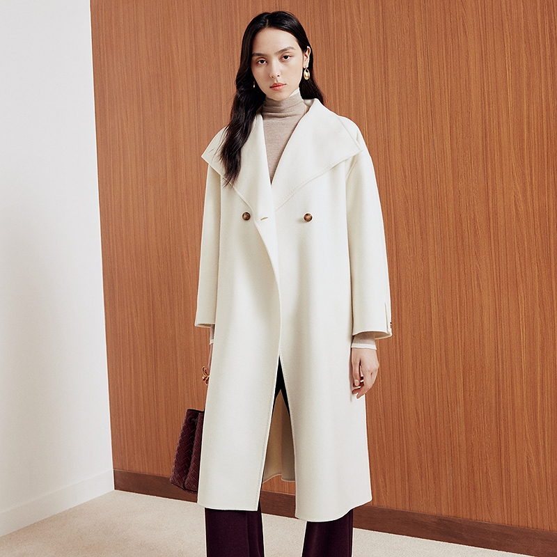 FS时尚翻领两粒扣宽松中长款大衣外套女25秋新款8326A