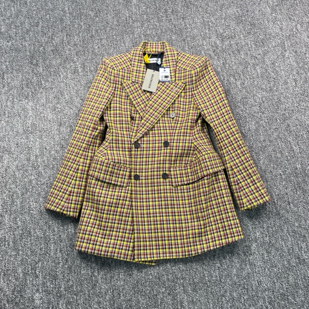 全新未使用 Balenciaga/巴黎世家 5893/拼色格纹长款外套/36码