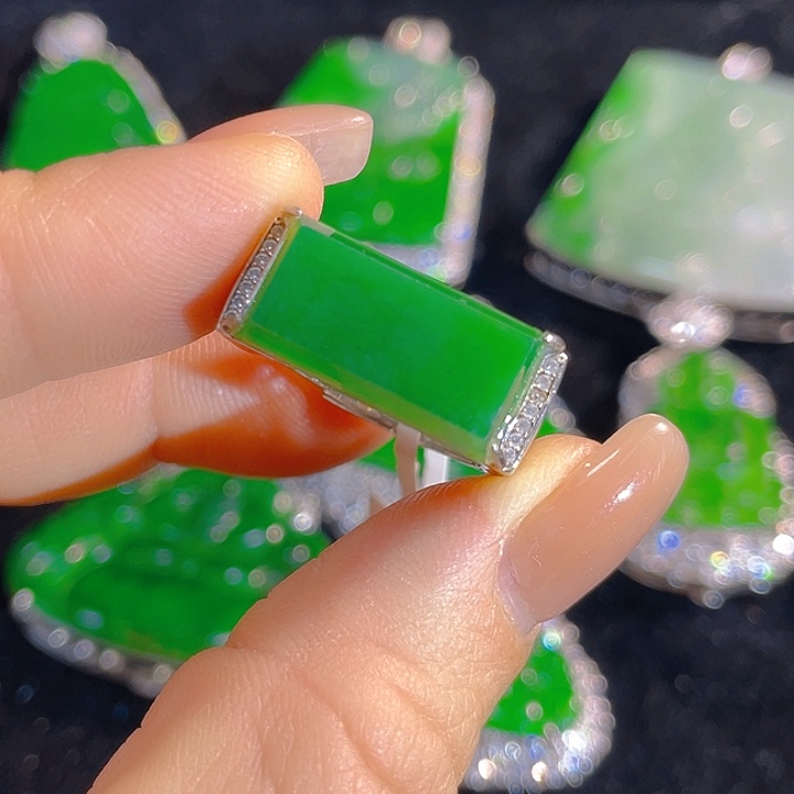 翡翠银S925镶嵌戒指翡翠