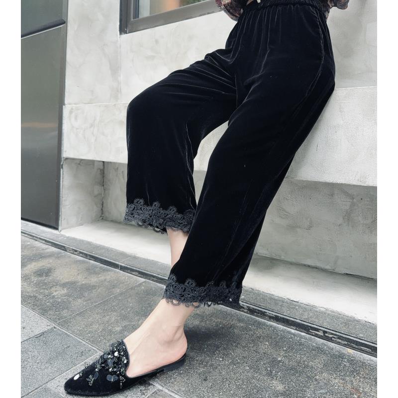 Betty Bairn【匠心/松烟入墨】高定桑蚕丝松紧腰裤子25B-BW10671